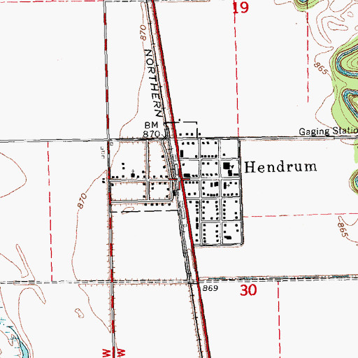 Topographic Map of Hendrum Post Office, MN