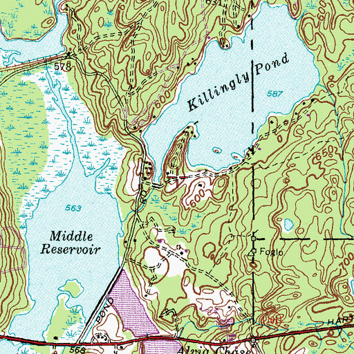 Topographic Map of Killingly Pond, CT