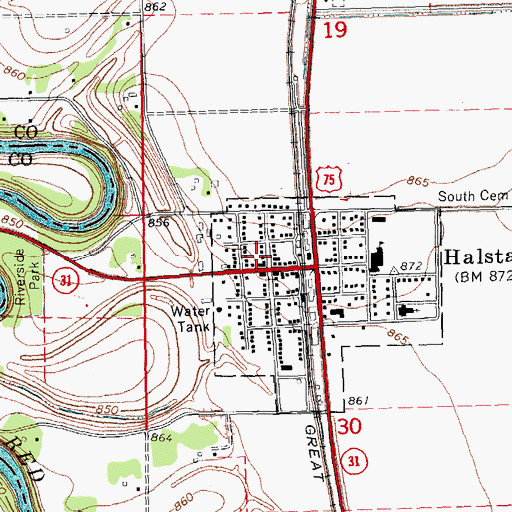 Topographic Map of Halstad Post Office, MN