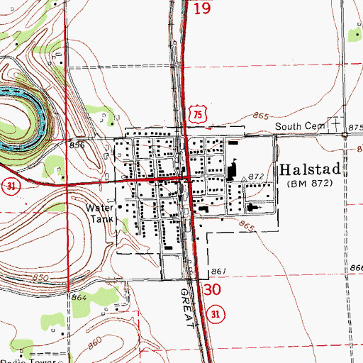 Topographic Map of Halstad, MN