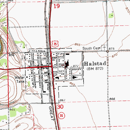Topographic Map of Norman County West High School, MN