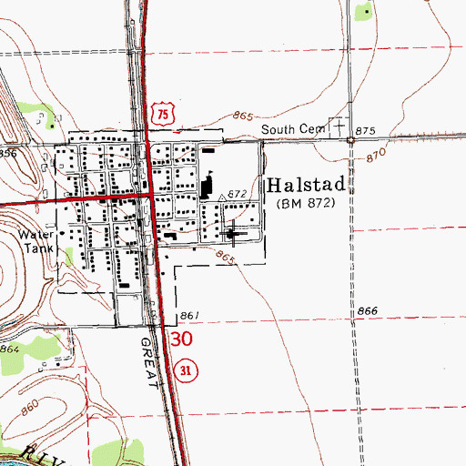 Topographic Map of Halstad Lutheran Church, MN