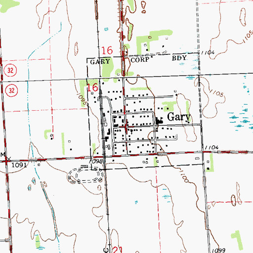 Topographic Map of Gary Post Office, MN