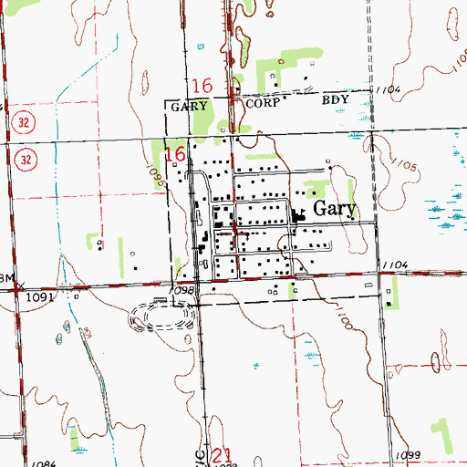 Topographic Map of Gary Lutheran Church, MN