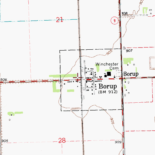 Topographic Map of Borup, MN