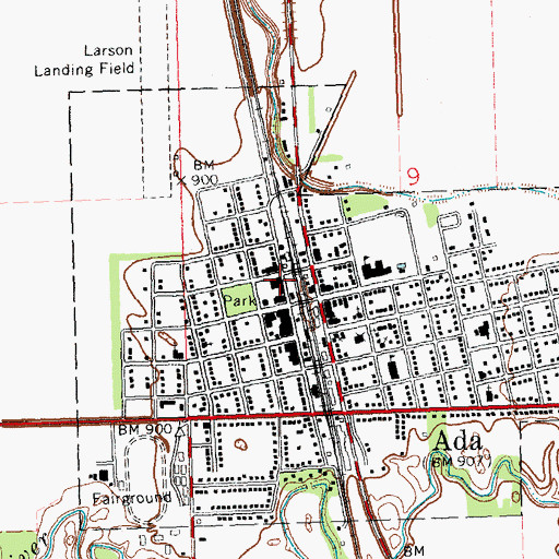 Topographic Map of Ada Police Department, MN