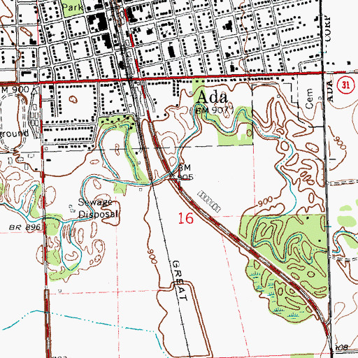 Topographic Map of Heart of the Valley Golf Club, MN