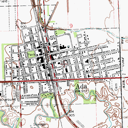 Topographic Map of Grace Lutheran Church, MN