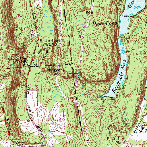 Topographic Map of Killkenny Rocks, CT