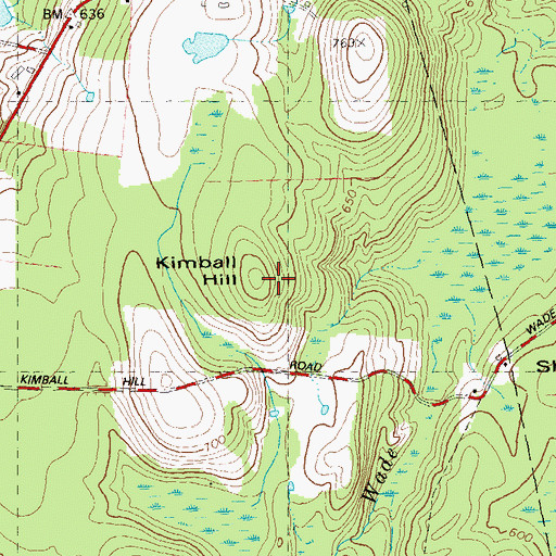 Topographic Map of Kimball Hill, CT
