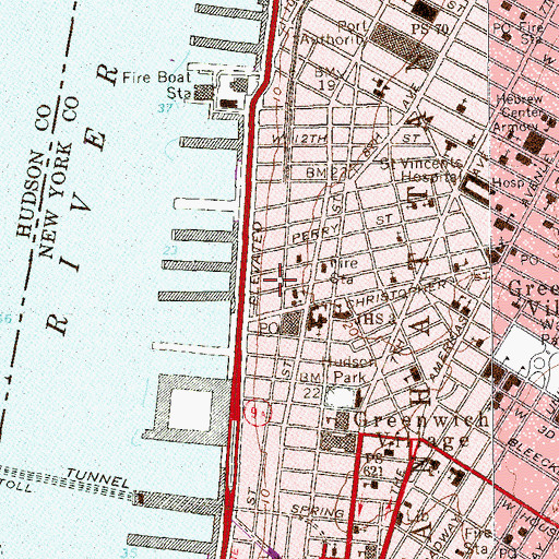 Topographic Map of West Village Houses, NY