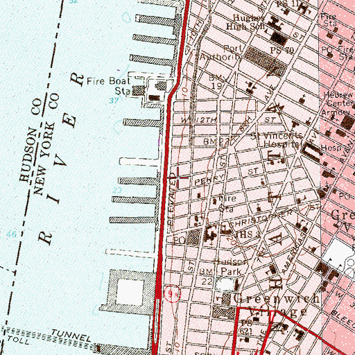 Topographic Map of River's Edge, NY