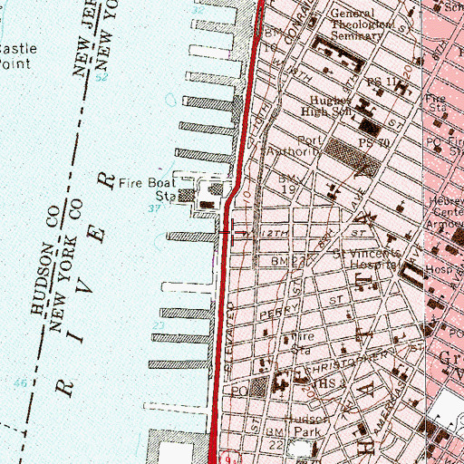 Topographic Map of Jane Street Theatre, NY