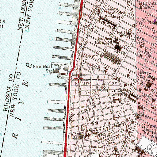 Topographic Map of The West Coast, NY