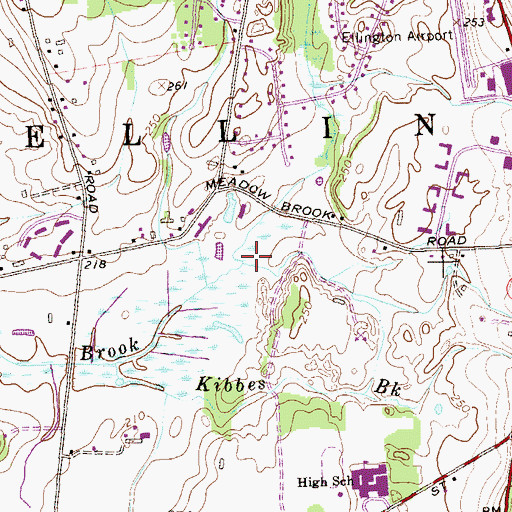 Topographic Map of Kimballs Brook, CT