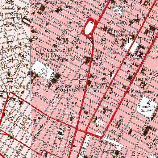 Topographic Map of Astor Place Building, NY