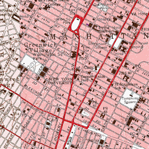 Topographic Map of Cooper Union Foundation Building, NY