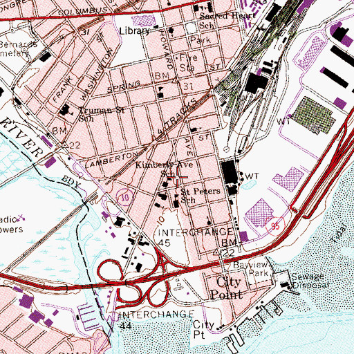 Topographic Map of Kimberly Avenue School, CT