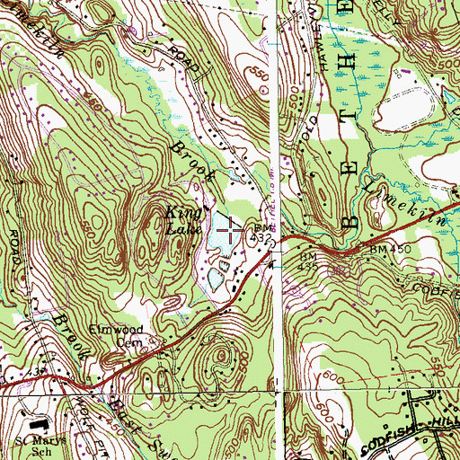 Topographic Map of King Lake, CT
