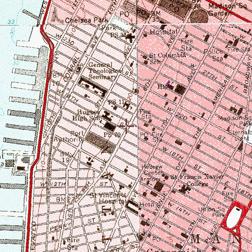 Topographic Map of Joyce Theatre, NY