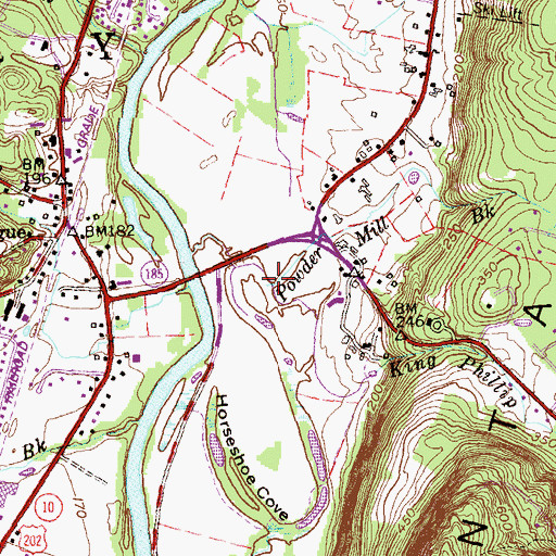 Topographic Map of King Phillip Brook, CT
