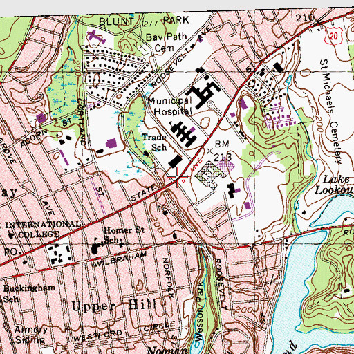 Topographic Map of Springfield OWL Adult Education Center, MA