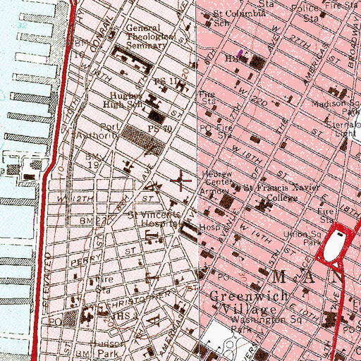 Topographic Map of Iglesia Catolica Guadalupe, NY
