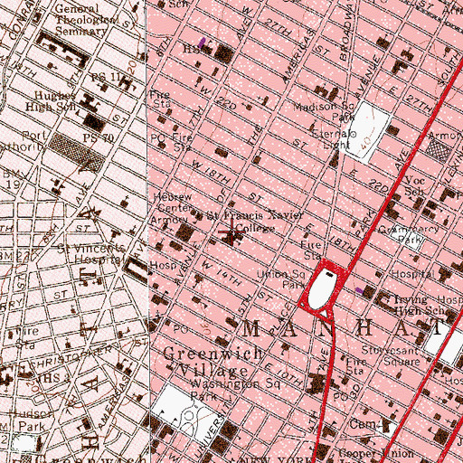 Topographic Map of Church of Saint Francis Xavier, NY
