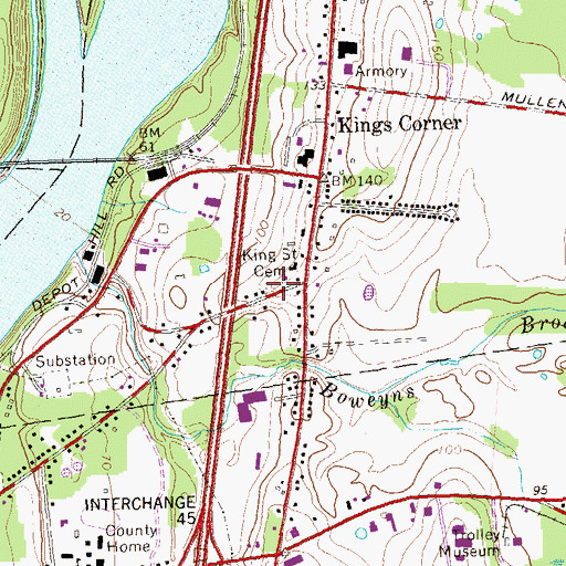 Topographic Map of King Street Cemetery, CT