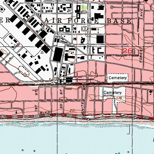 Topographic Map of Mississippi Gulf Coast Community College - Kessler Center, MS