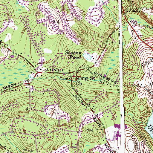 Topographic Map of King Street Church, CT