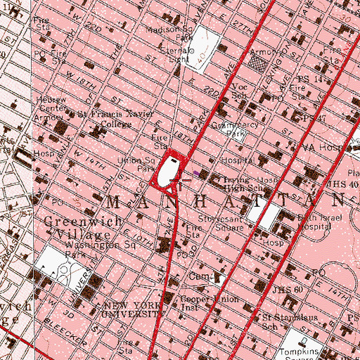 Topographic Map of Daryl Roth Theater, NY
