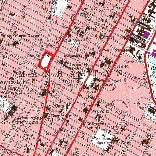 Topographic Map of Friends Meeting House and Seminary, NY