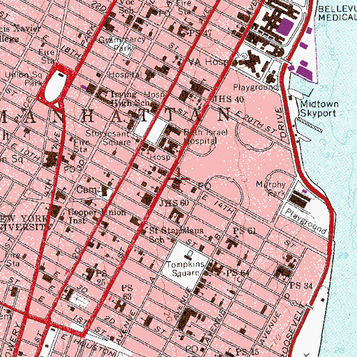 Topographic Map of Immaculate Conception Church, NY
