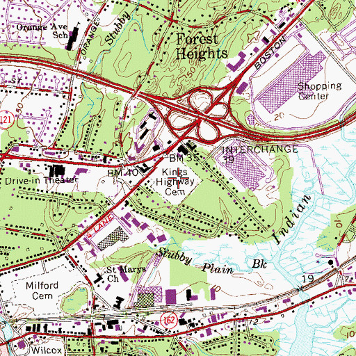 Topographic Map of Kings Highway Cemetery, CT