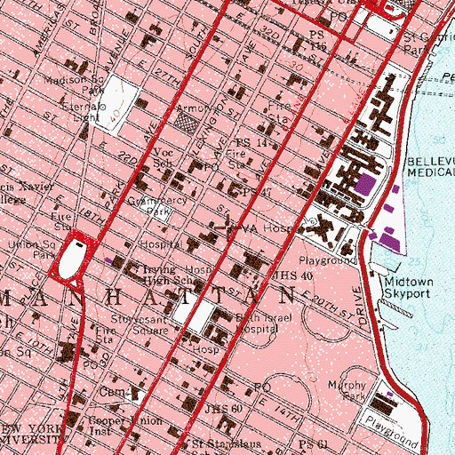Topographic Map of Church of the Epiphany, NY