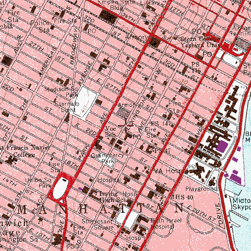 Topographic Map of Baruch College Academic Complex, NY