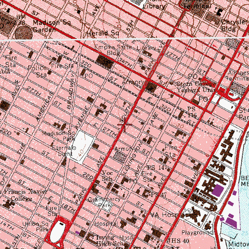 Topographic Map of Bowker Building, NY
