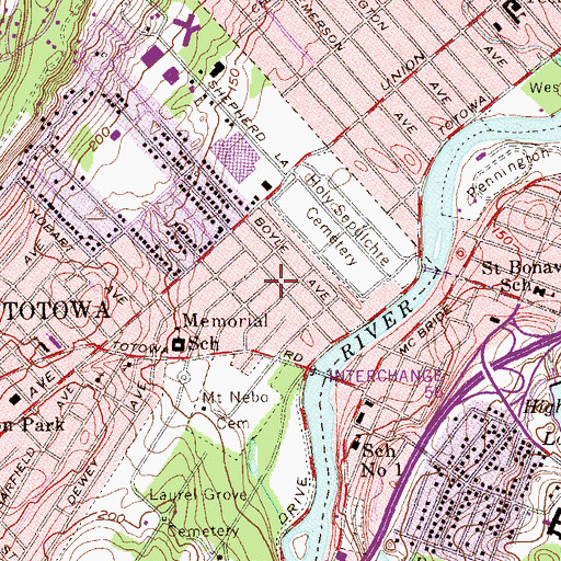 Topographic Map of Borough of Totowa Fire Department Lincoln Fire Company 2, NJ