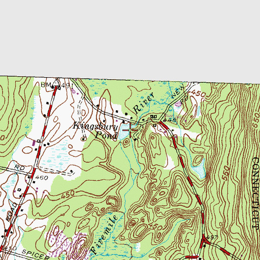 Topographic Map of Kingsbury Pond, CT