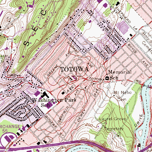 Topographic Map of Saint James Roman Catholic Church, NJ