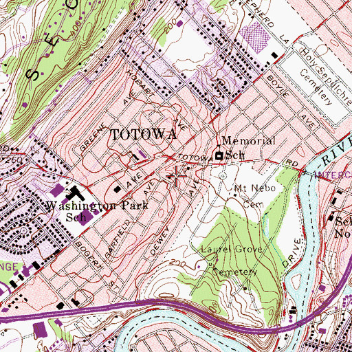 Topographic Map of Union United Methodist Church, NJ