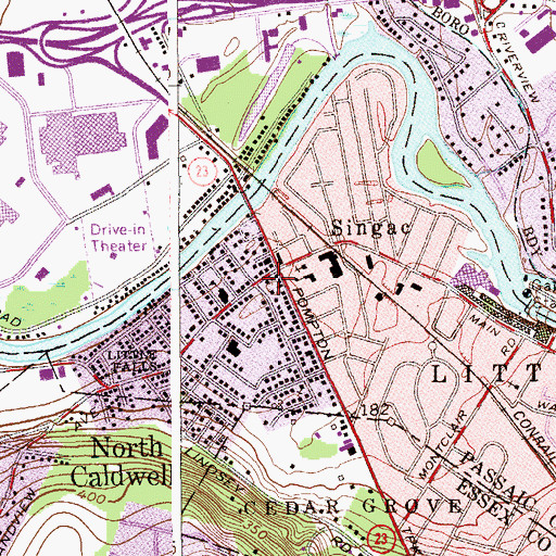 Topographic Map of Little Falls Division of Fire Company 3, NJ
