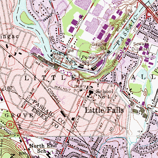 Topographic Map of Little Falls Methodist Church, NJ