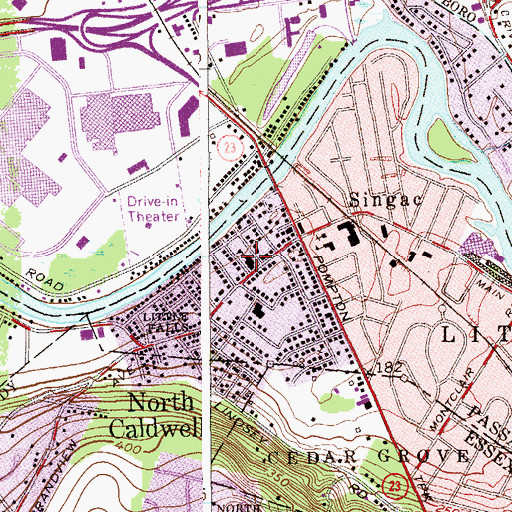 Topographic Map of Little Falls Public School Number 3, NJ