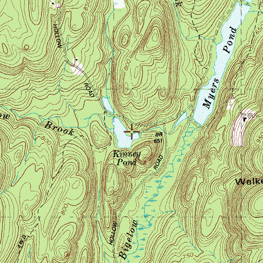 Topographic Map of Kinney Pond, CT