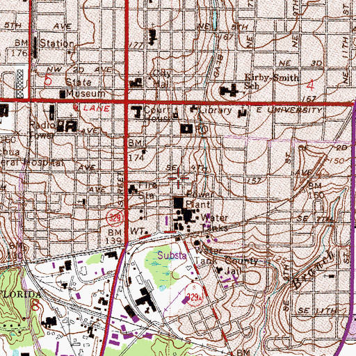 Topographic Map of Gainesville Regional Utilities, FL