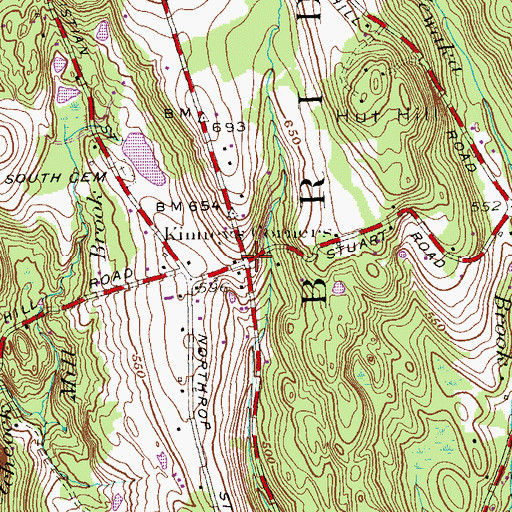 Topographic Map of Kinneys Corners, CT