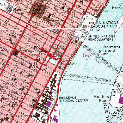 Topographic Map of Manhattan Place, NY