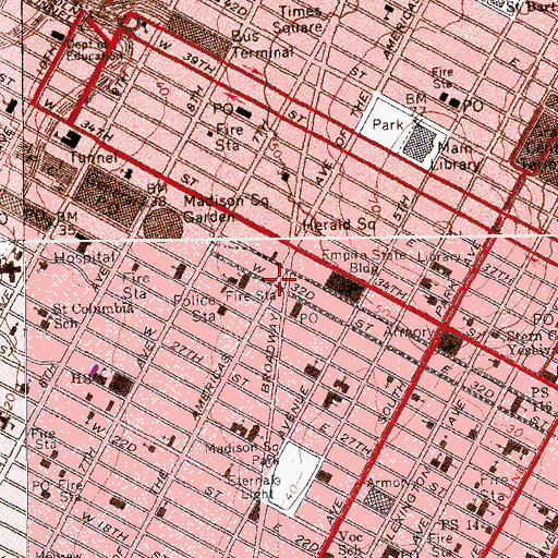 Topographic Map of Greeley Square, NY